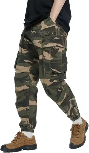Mens Baggy Cargo Sweatpants Drawstring Waist Fleece Lined Joggers with Pockets Soft Athletic Workout Track Pants