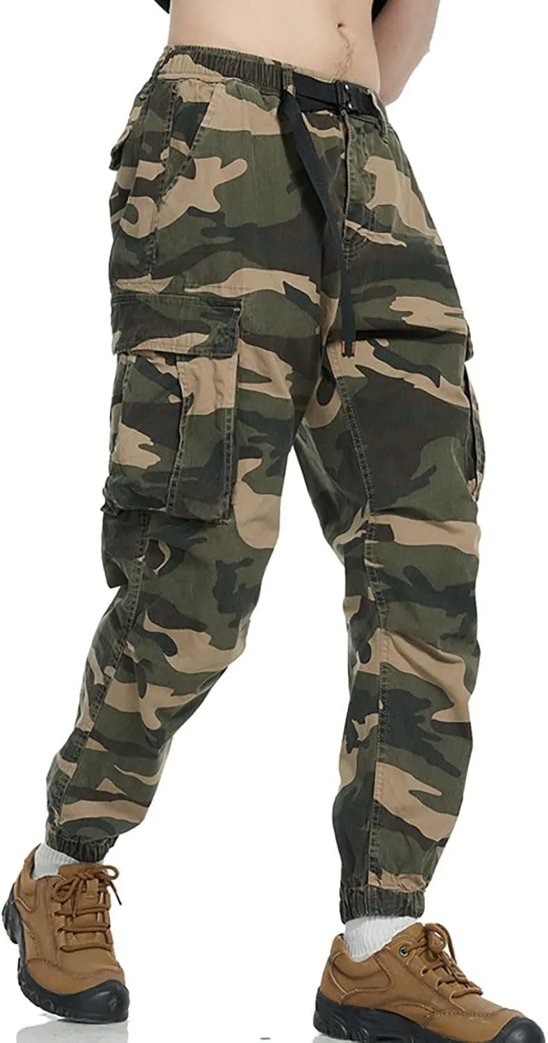 Mens Baggy Cargo Sweatpants Drawstring Waist Fleece Lined Joggers with Pockets Soft Athletic Workout Track Pants
