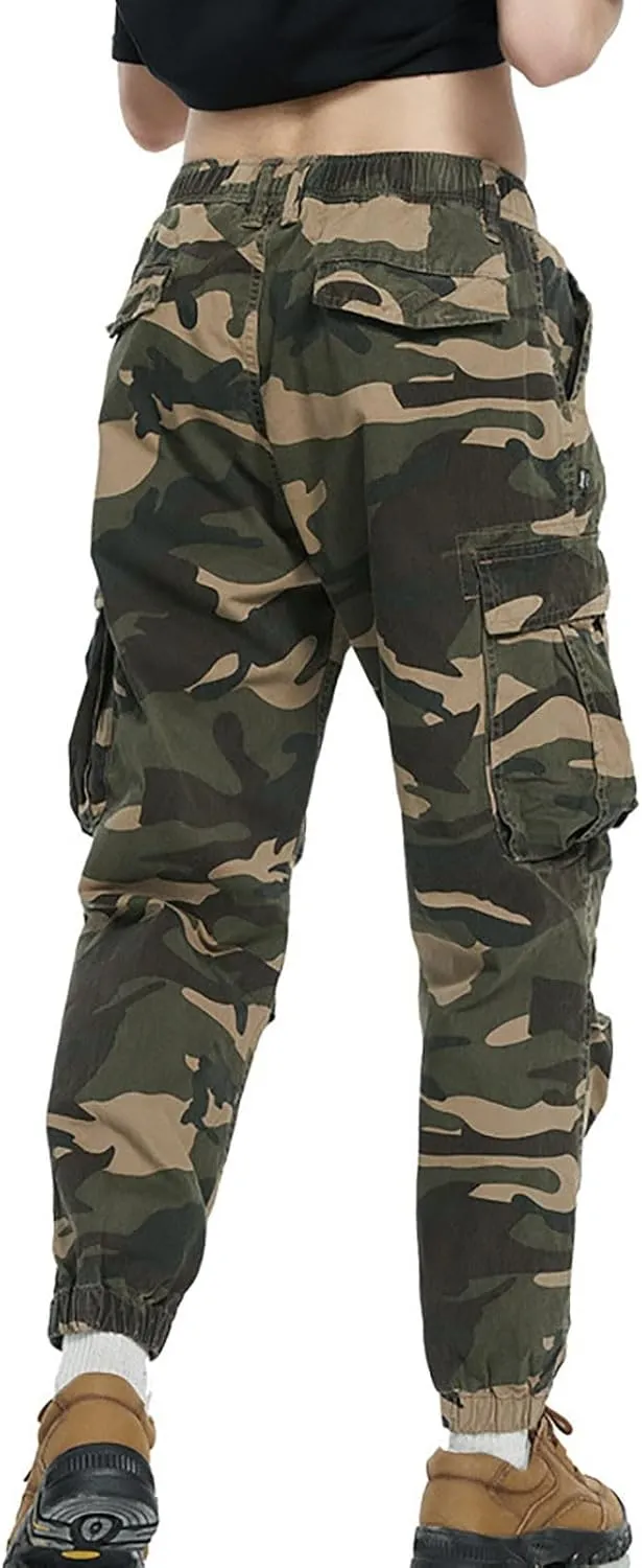 Mens Baggy Cargo Sweatpants Drawstring Waist Fleece Lined Joggers with Pockets Soft Athletic Workout Track Pants