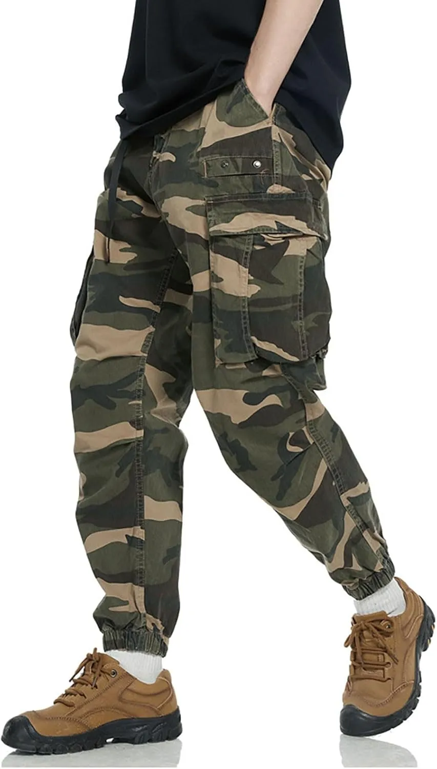 Mens Baggy Cargo Sweatpants Drawstring Waist Fleece Lined Joggers with Pockets Soft Athletic Workout Track Pants