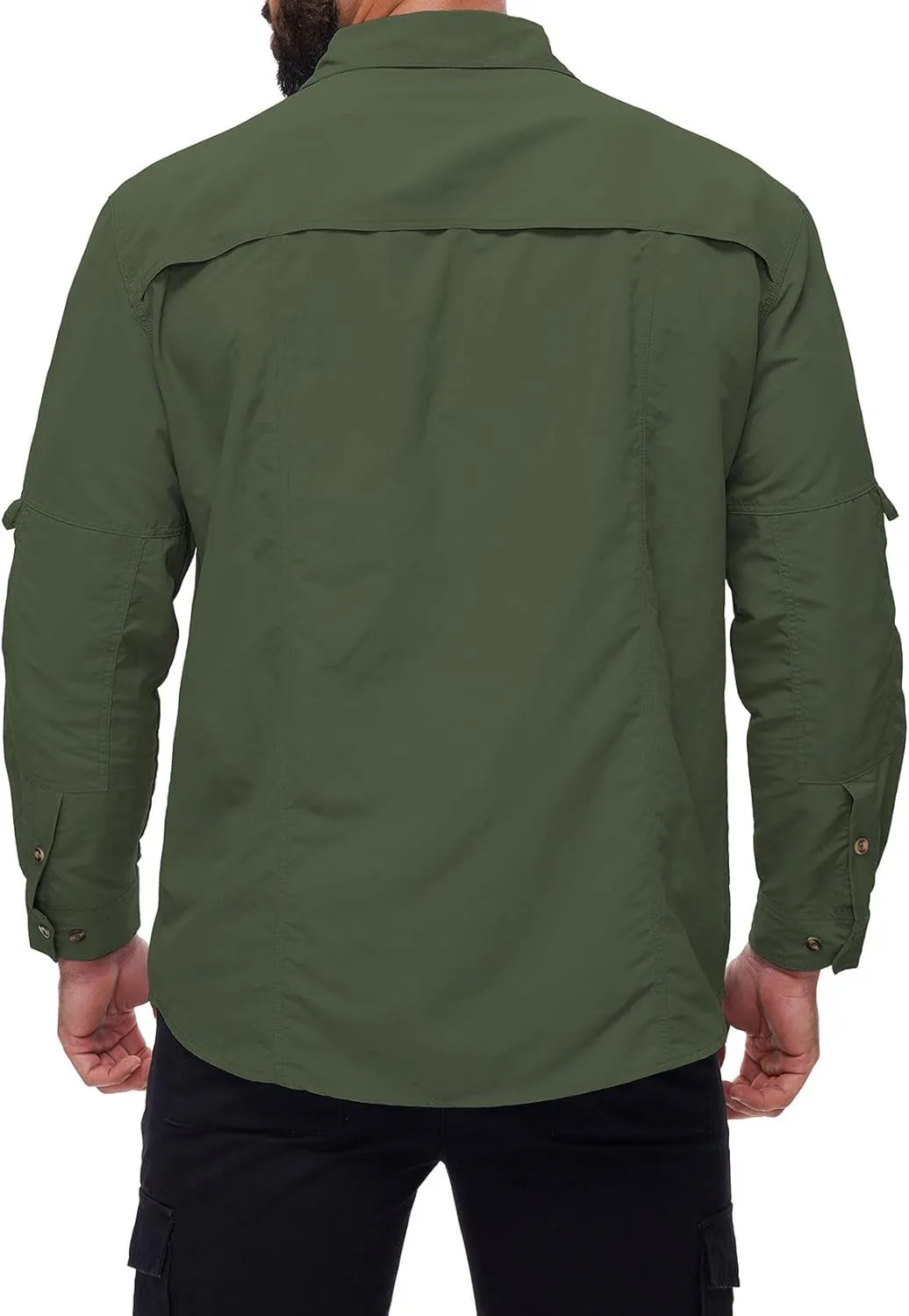 Mens Long Sleeve Fishing Shirts Sun Protection Work Safari Cooling Shirts for Men Traveling Hiking Camping Quick Dry