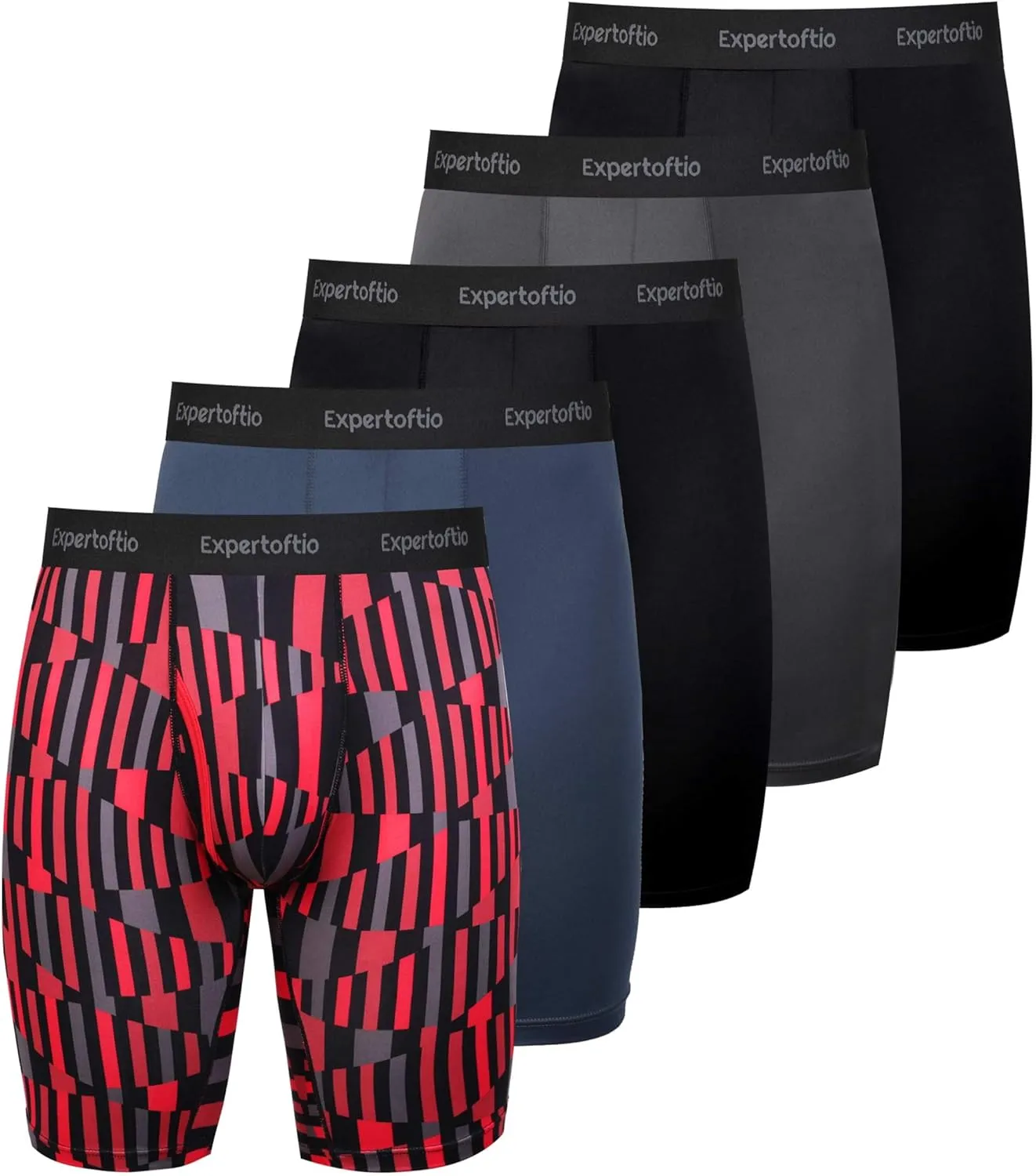 Men's Underwear 9 Inch Long Leg Boxer Briefs for Men, Performance, Moisture Wicking Pack, Anting Chafing, Fly