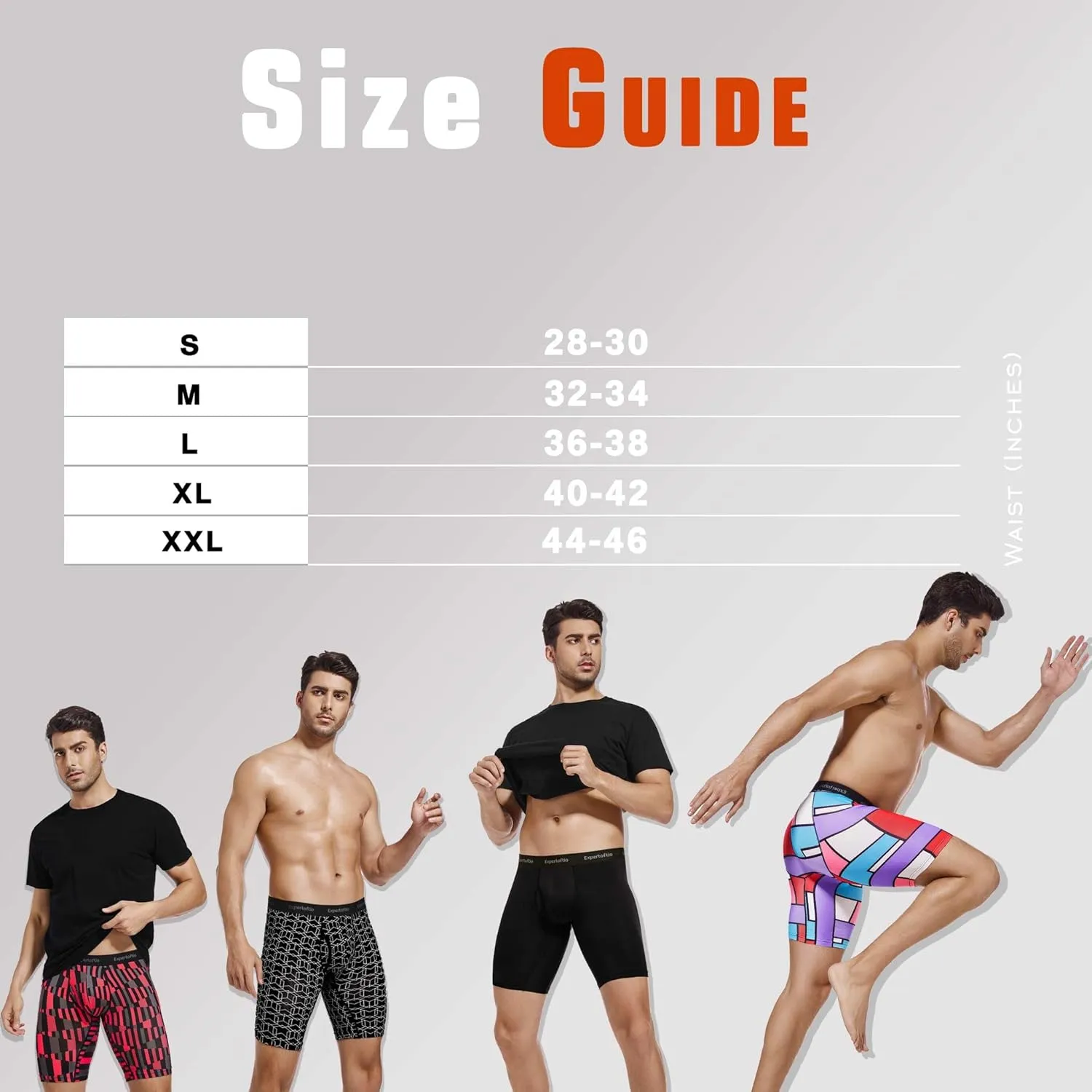 Men's Underwear 9 Inch Long Leg Boxer Briefs for Men, Performance, Moisture Wicking Pack, Anting Chafing, Fly