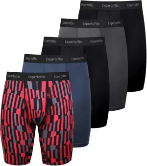 Men's Underwear 9 Inch Long Leg Boxer Briefs for Men, Performance, Moisture Wicking Pack, Anting Chafing, Fly