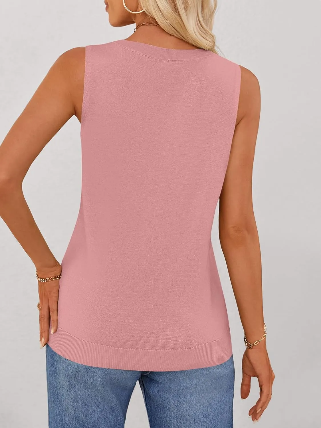 MEROKEETY Women's Summer Casual Sleeveless Tank Tops 2025 Crew Neck Knit Basic Trendy T Shirts