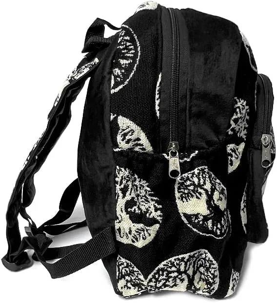 Mia Jewel Shop Tree of Life Small Backpack Nature Print Pattern Adjustable Strap Cushioned Fashion Handmade Bag Boho Accessories (Black)