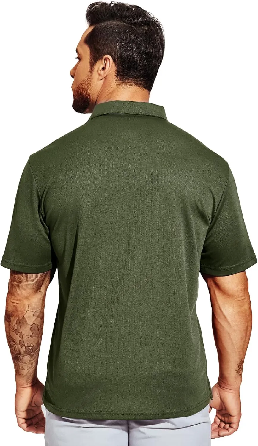 MIER Men's Quick Dry Polo Shirts Polyester Casual Collared Shirts Short Sleeve, Moisture-Wicking, Sun Protection