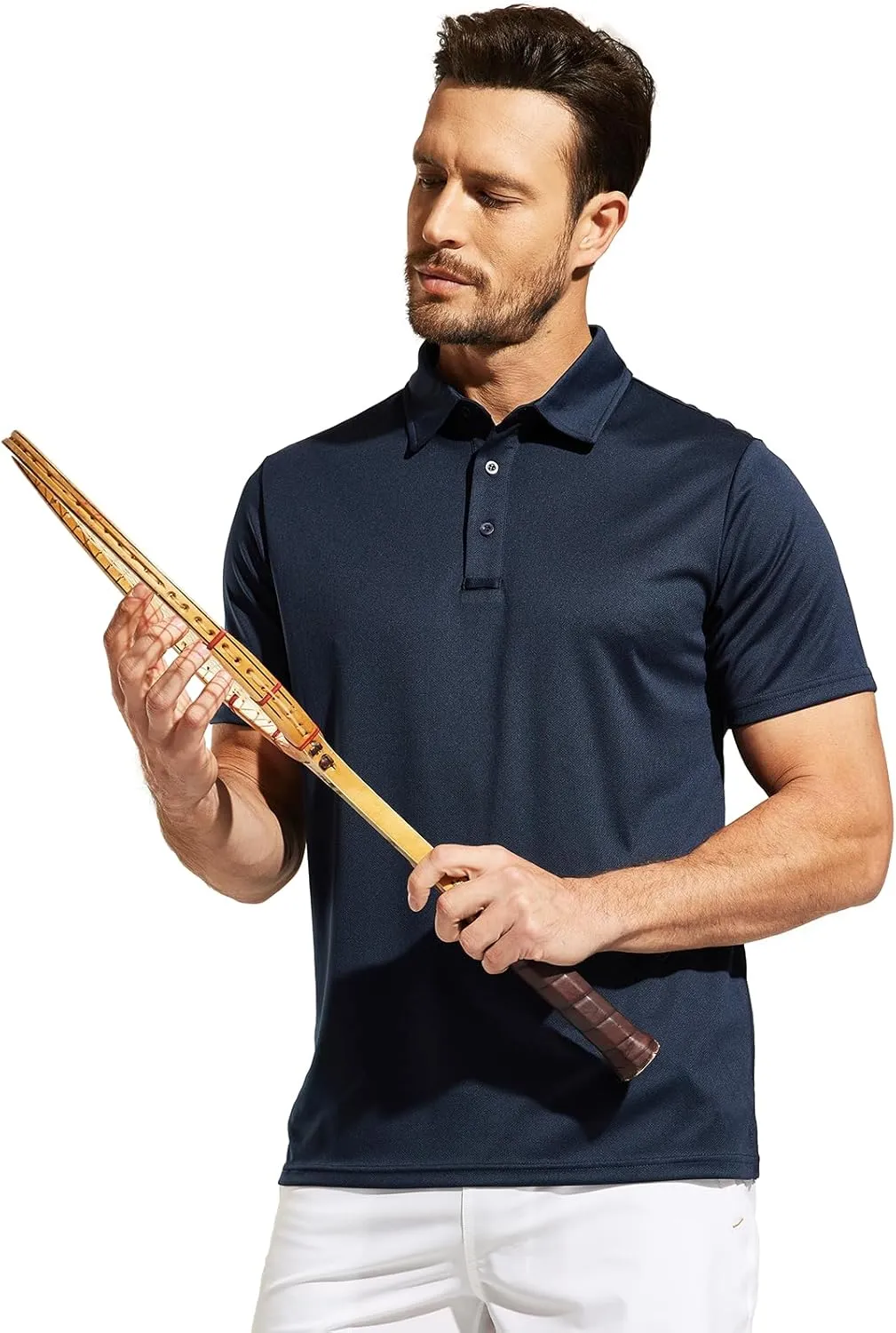 MIER Men's Quick Dry Polo Shirts Polyester Casual Collared Tennis Shirts, Moisture-Wicking, Short Sleeve