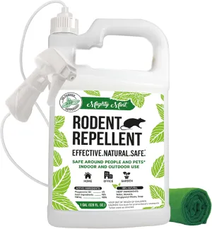 Mighty Mint Peppermint Oil Rodent Repellent Spray – Natural Indoor & Outdoor Control for Mice and Rats – Plant-Based, Extra-Strong Formula - 1 Gallon (128 oz)
