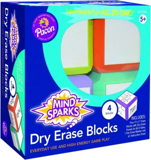 Mind Sparks Dry Erase Blocks, Colors May Vary, 3" x 3", 4 Blocks