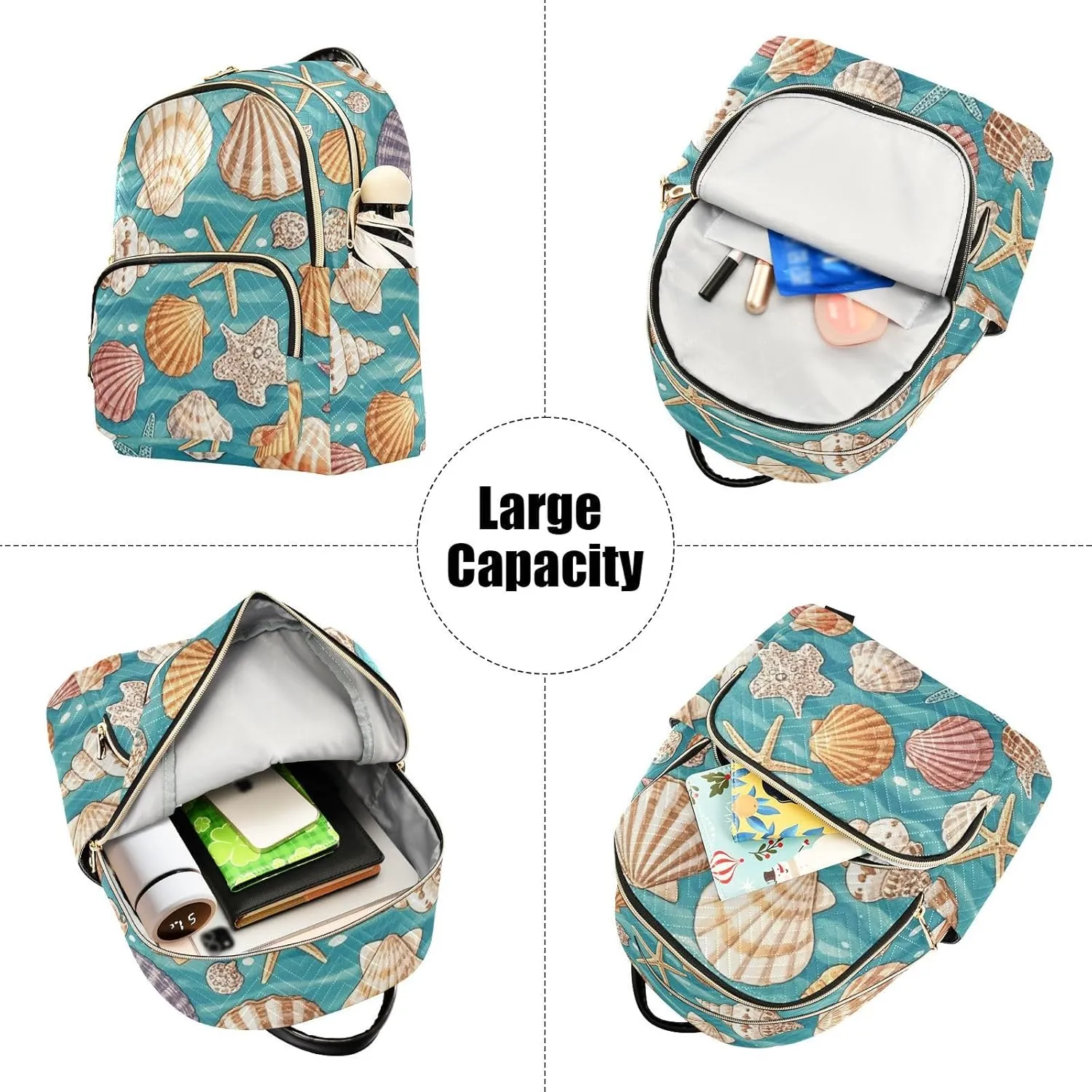Mini Backpack Quilted Purse for Womens Small Backpack Daypack Starfish Design for Travel Daily Camping,Multi10