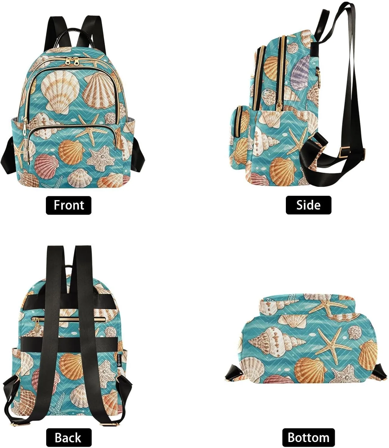 Mini Backpack Quilted Purse for Womens Small Backpack Daypack Starfish Design for Travel Daily Camping,Multi10