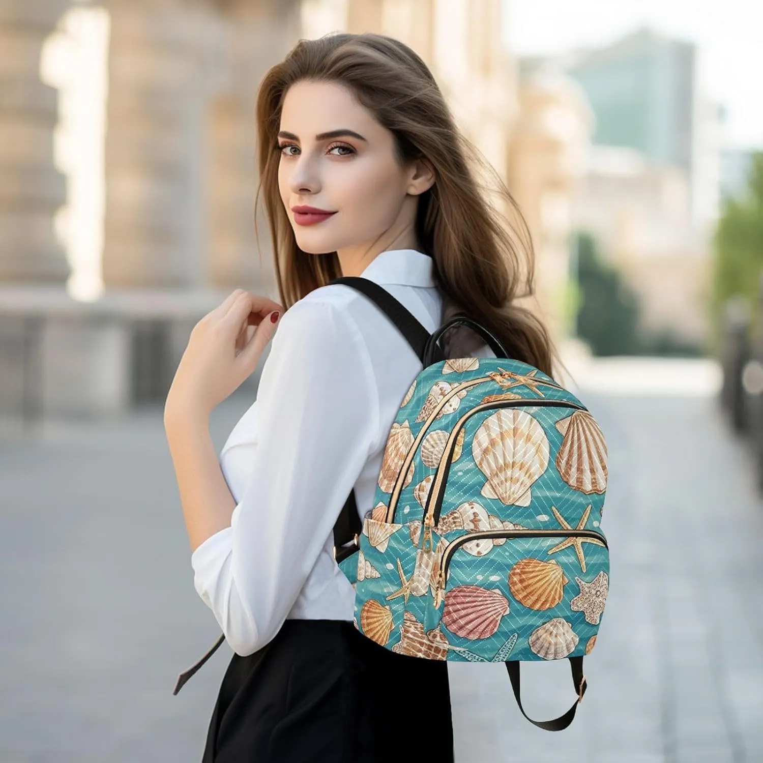 Mini Backpack Quilted Purse for Womens Small Backpack Daypack Starfish Design for Travel Daily Camping,Multi10