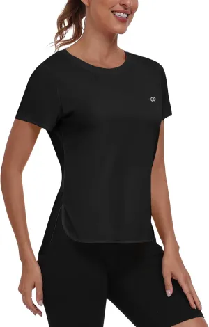 MoFiz Women's Short Sleeve Shirts UPF 50  Sun Shirt Crew Neck UV Hiking Athletic Workout Moisture Wicking Quick Dry T-Shirts