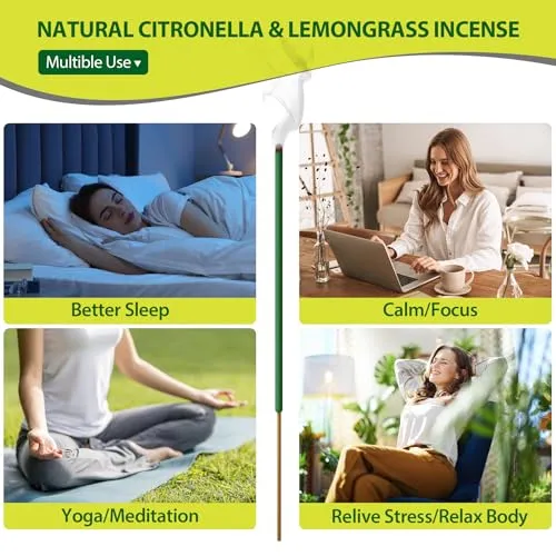 Mosquito Repellent Outdoor Patio 240PCS Natural Citronella Incense Sticks DEET Free Lemongrass