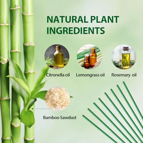 Mosquito Repellent Outdoor Patio 240PCS Natural Citronella Incense Sticks DEET Free Lemongrass