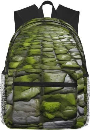 Moss Stone Pavement Casual Backpack Multi-Purpose Leisure Day Bag, Lightweight and Comfortable,fit for Vacation, Black, One Size