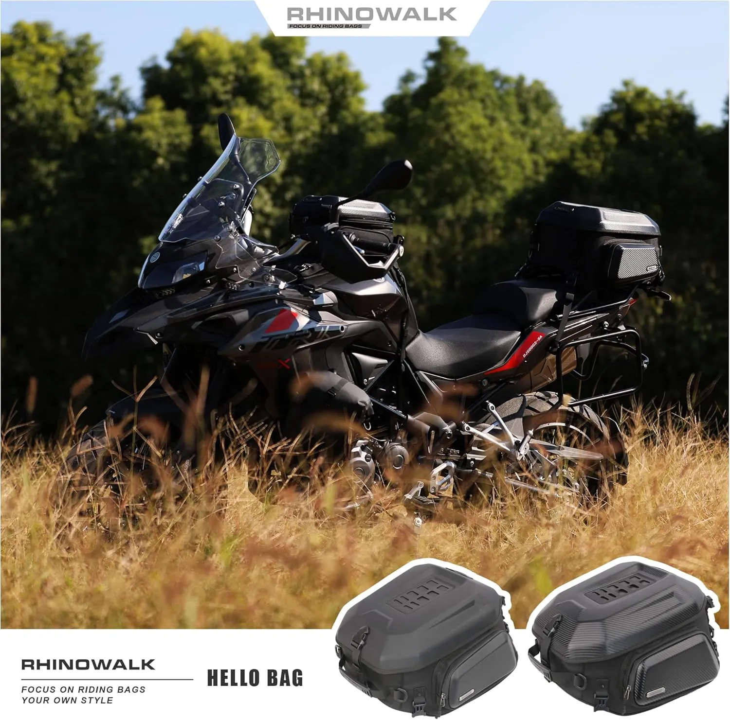 Motorcycle Tail Bag 23-35L Expandable Motorcycle Luggage Waterproof Motorbike Backpack Helmet Bag with Waterproof Rain Cover for Travel Carbon Fiber Black
