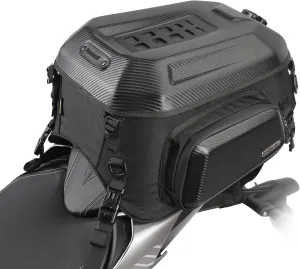 Motorcycle Tail Bag 23-35L Expandable Motorcycle Luggage Waterproof Motorbike Backpack Helmet Bag with Waterproof Rain Cover for Travel Carbon Fiber Black