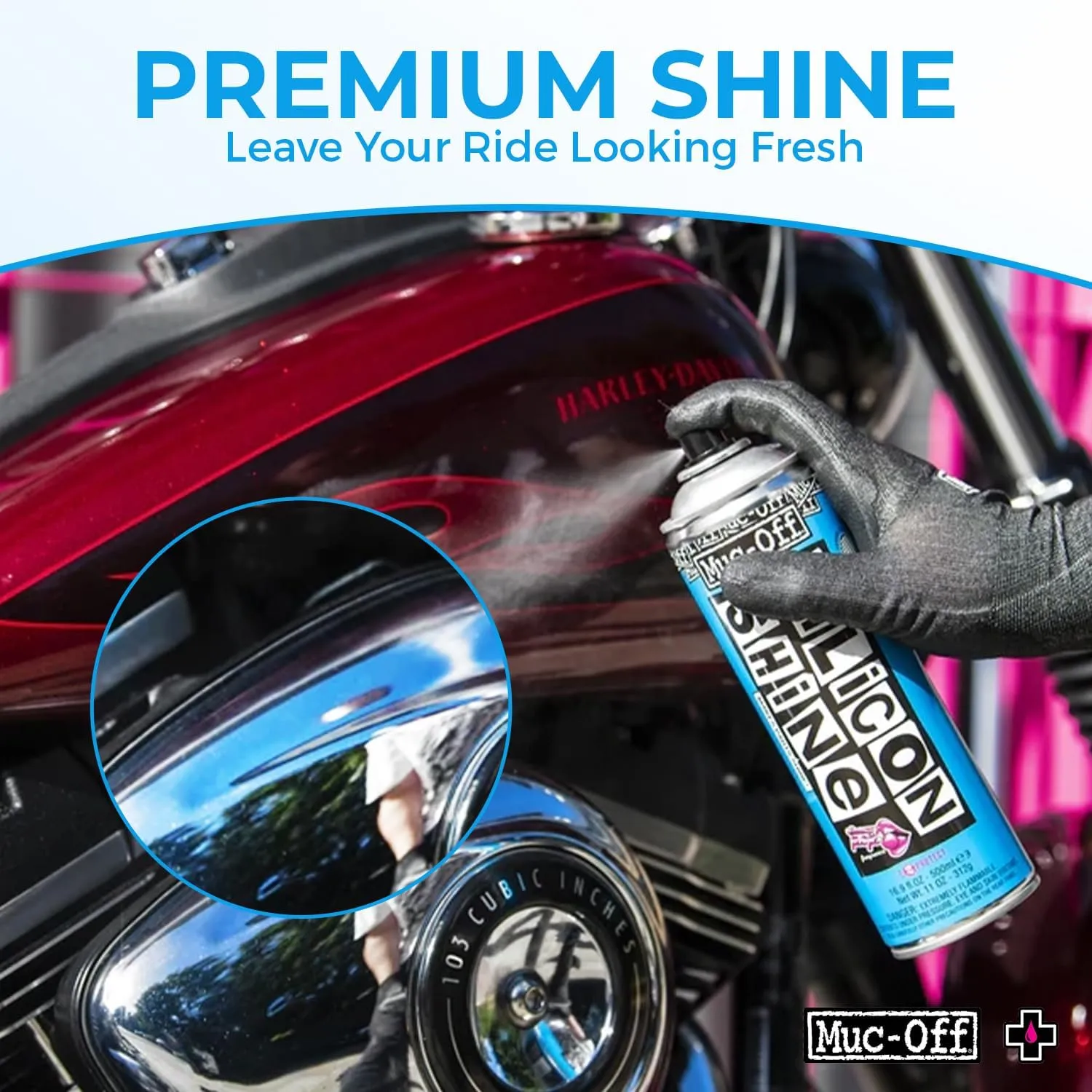 Muc-Off Silicon Shine 500ml, 1-Pack | Quick-Dry & Dirt-Repellent | Enhances Metal, Plastic & Rubber | Suitable for Bicycles, Motorcycles, ATVs & UTVs