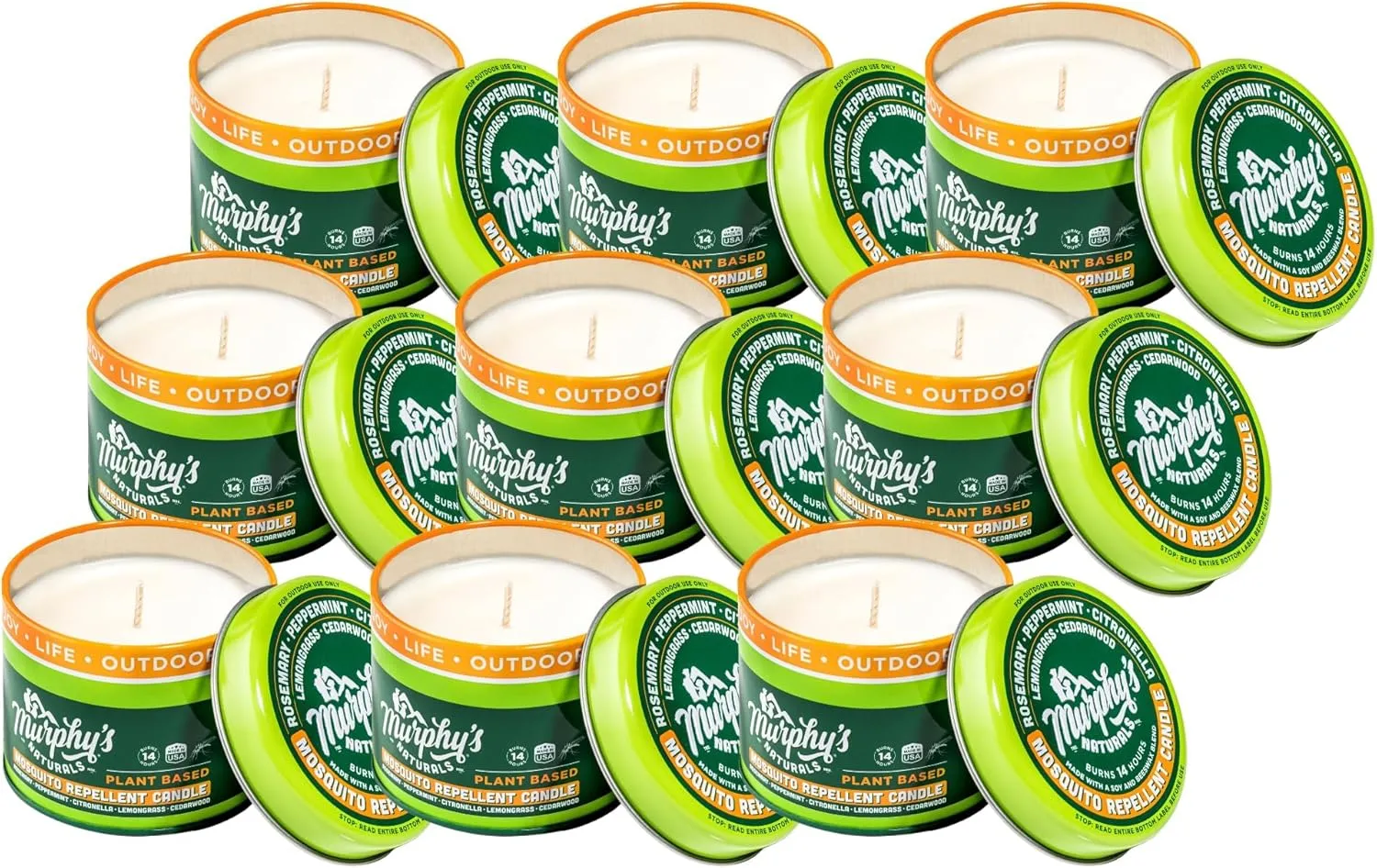 Murphy's Naturals Mini Mosquito Bug Repellent Candles for Outdoor Patio, Citronella & Essential Oils, 14-Hour Burn Time Each, 3.5 oz, 9-Pack