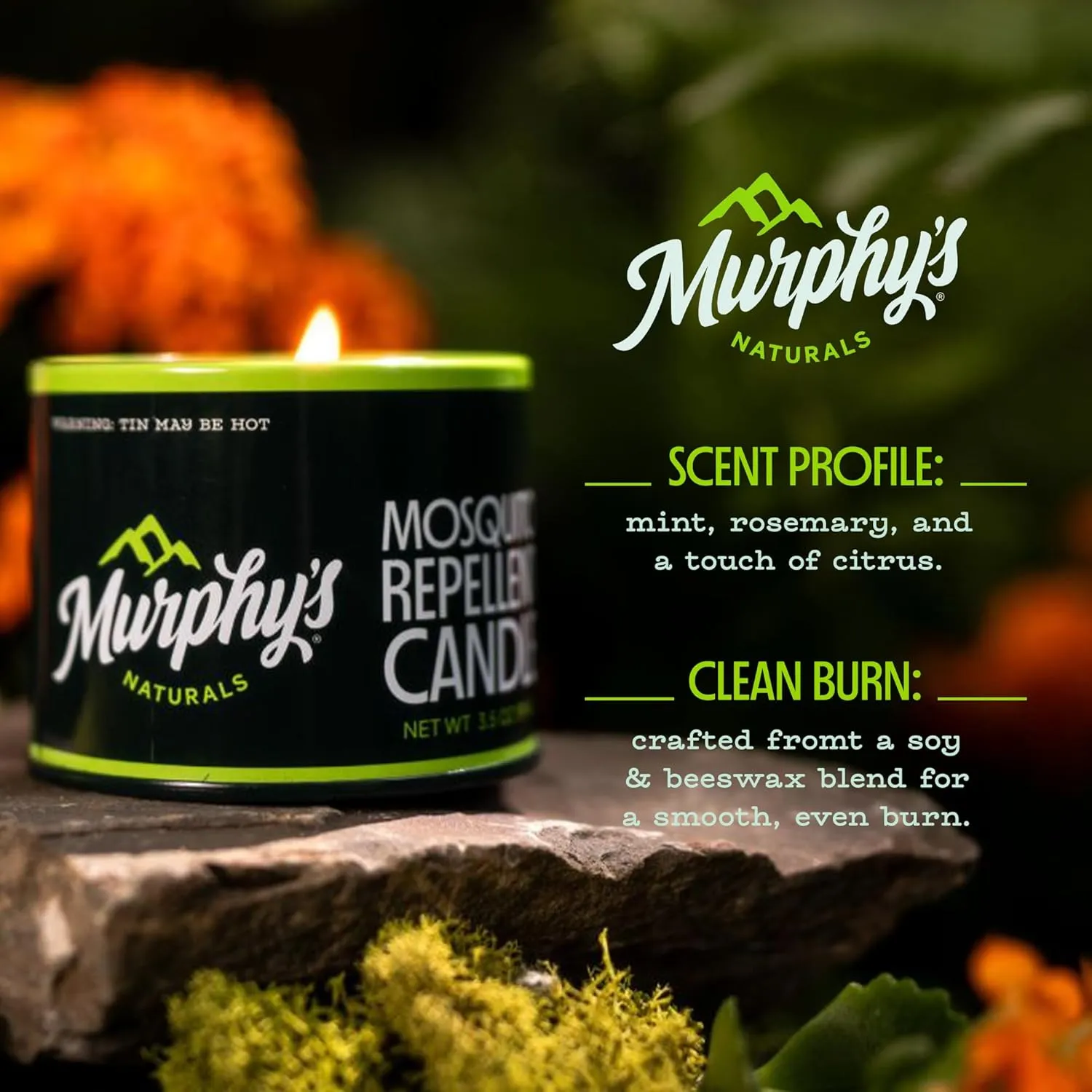 Murphy's Naturals Mini Mosquito Bug Repellent Candles for Outdoor Patio, Citronella & Essential Oils, 14-Hour Burn Time Each, 3.5 oz, 9-Pack