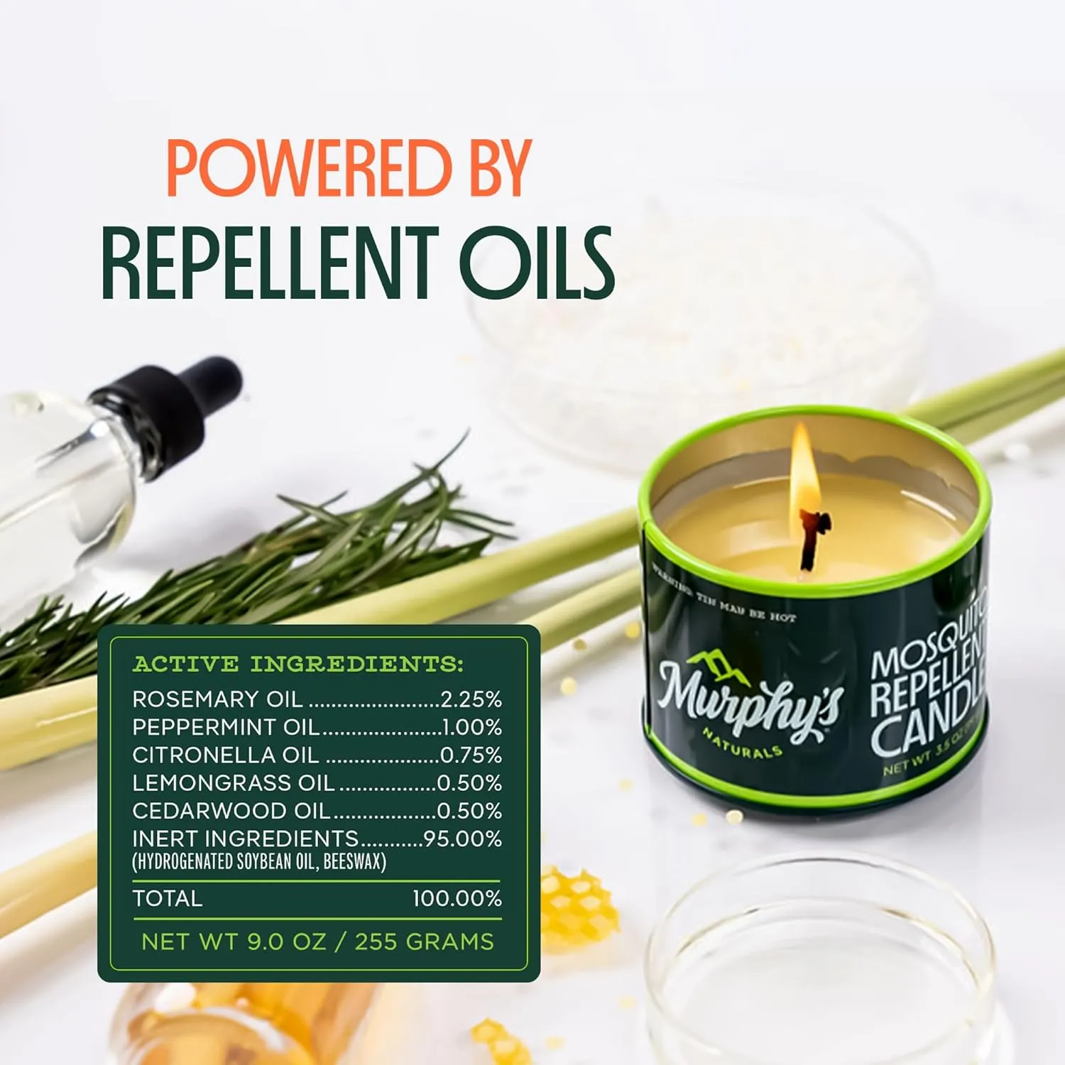 Murphy's Naturals Mosquito Bug Repellent Candles for Outdoor Patio, Citronella & Essential Oils, Soy/Beeswax Blend, 30-Hour Burn Time, 9 Ounce, 2-Pack