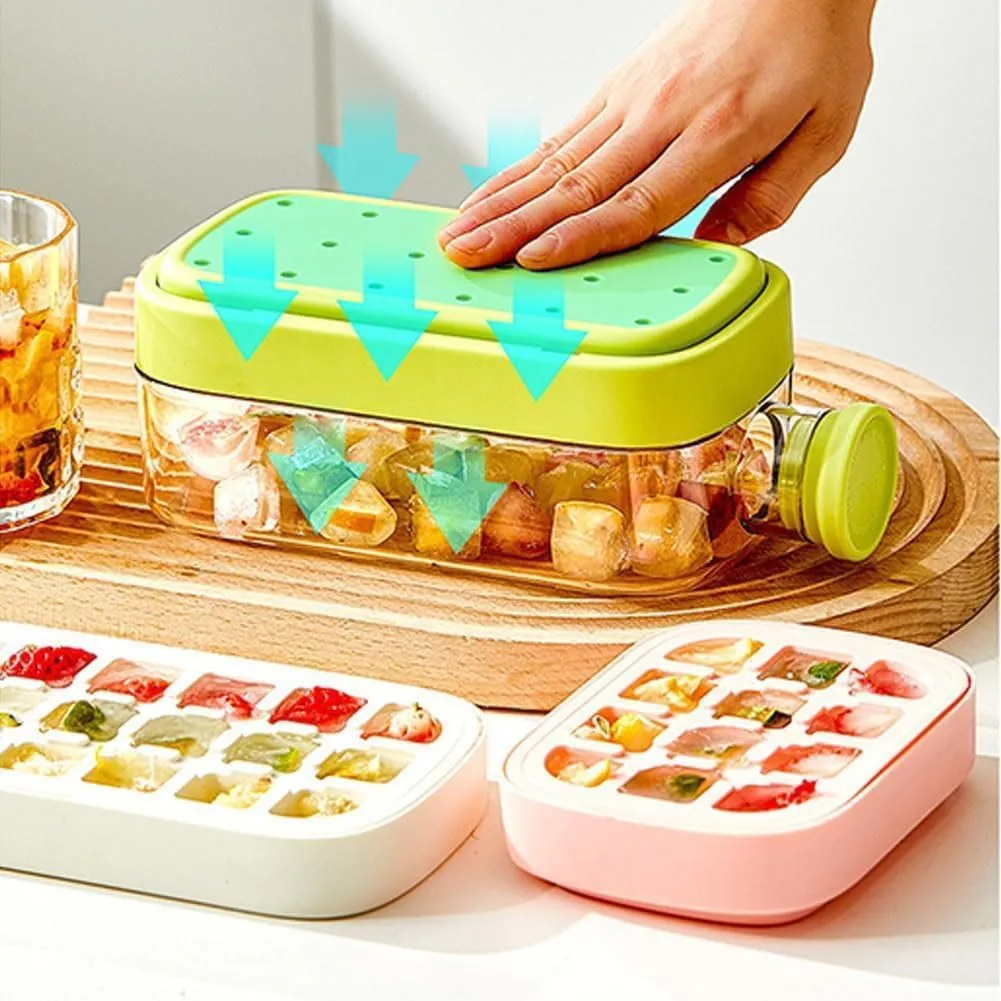 My Crush Cup Ice(17/28 oz), Cool Summer Ice Bottle Cup, 2 In 1 Touch-Free Silicone Kettle With Straw Portable, Easy Press to Release Vertical Ice Cube Tray (2*White, 17oz/500ml)