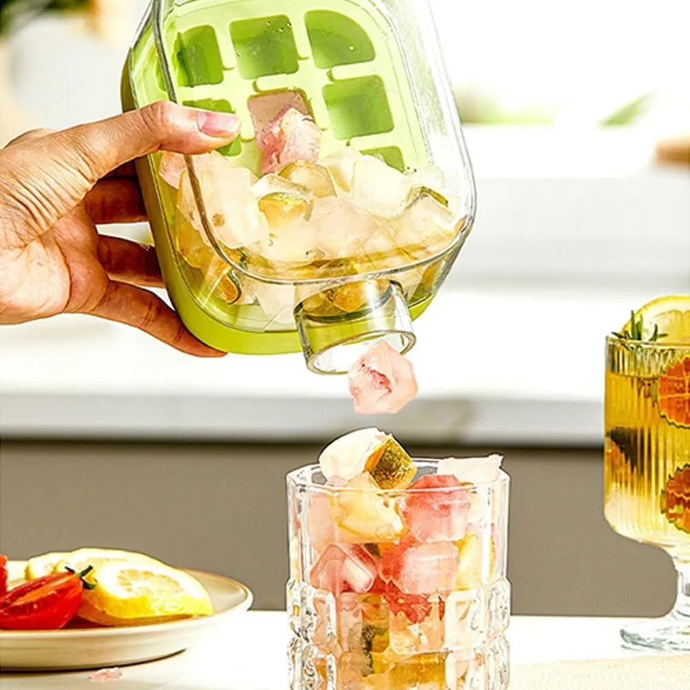 My Crush Cup Ice(17/28 oz), Cool Summer Ice Bottle Cup, 2 In 1 Touch-Free Silicone Kettle With Straw Portable, Easy Press to Release Vertical Ice Cube Tray (2*White, 17oz/500ml)