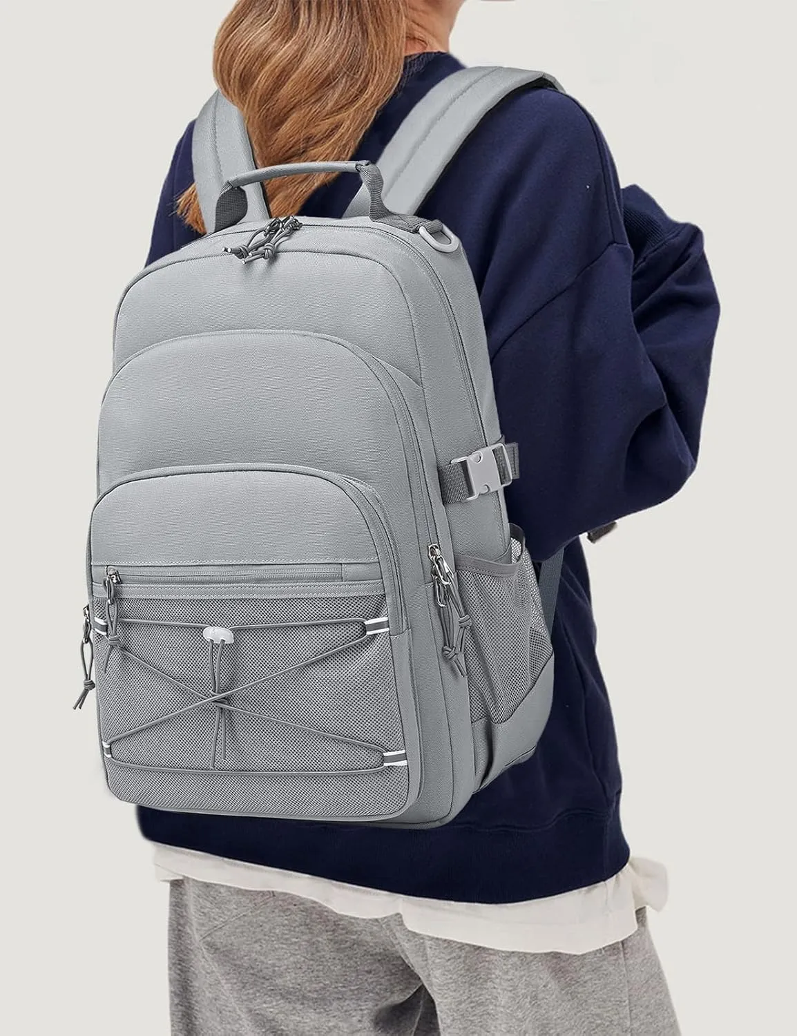 mygreen Girls Boy School Backpack Elementary Middle Bookbag Teenager Waterproof Lightweight 16 Inches Grey