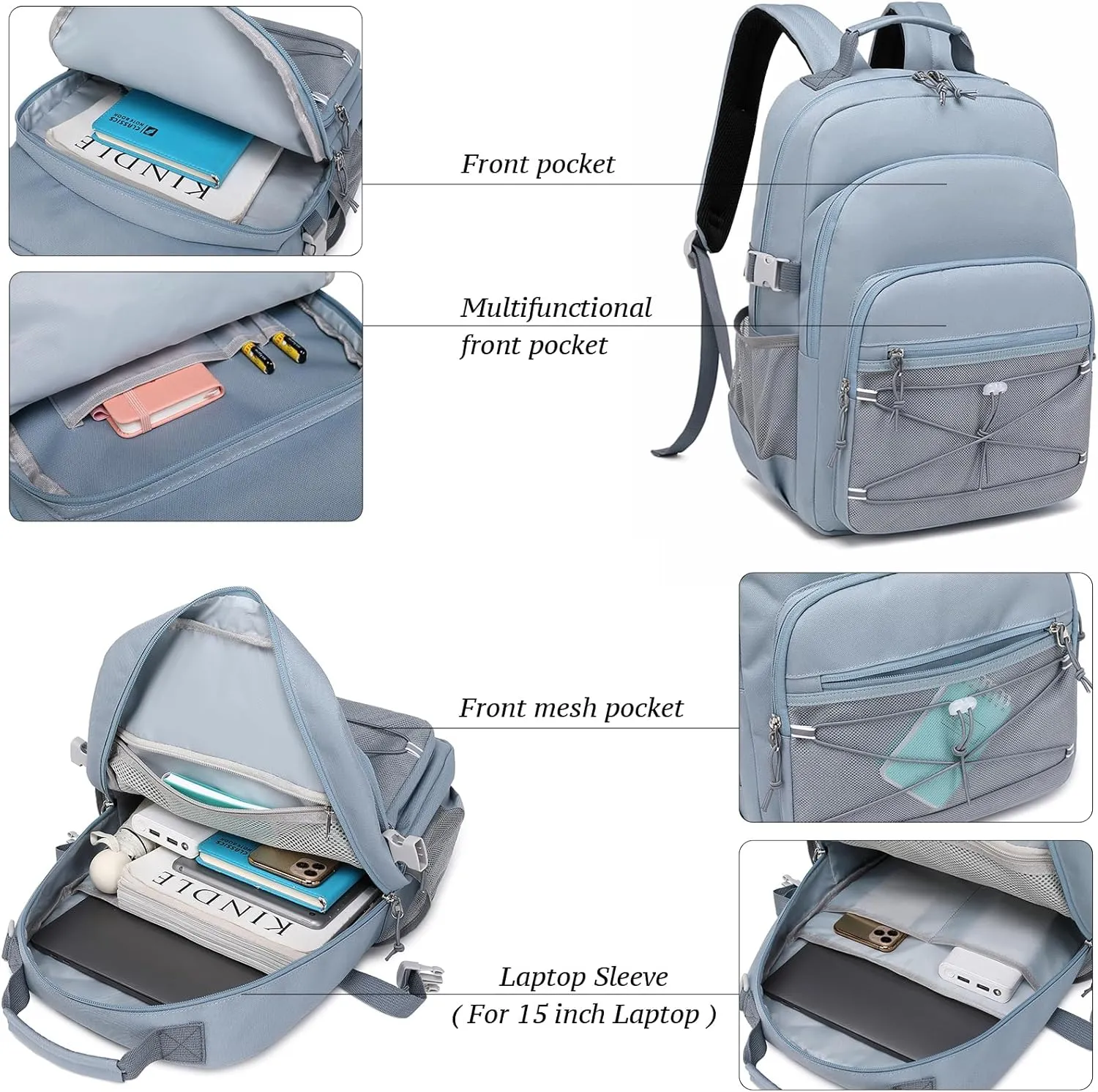 mygreen Girls Boy School Backpack Elementary Middle Bookbag Teenager Waterproof Lightweight 16 Inches Grey