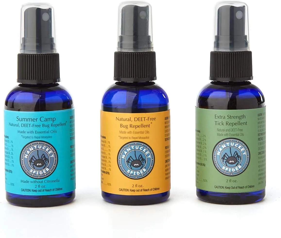 Nantucket Spider Sampler Pack | Original Insect Repellent Spray | Natural with Essential Oils | Travel Size: 2 fl oz (Pack of 3)