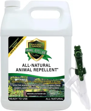 Natural Armor Animal & Rodent Repellent Spray. Repels Skunks, Raccoons, Rats, Mice, Deer Rodents & Critters. Repeller & Deterrent in Powerful Peppermint Formula – 128 Fl Oz Gallon Ready to Use