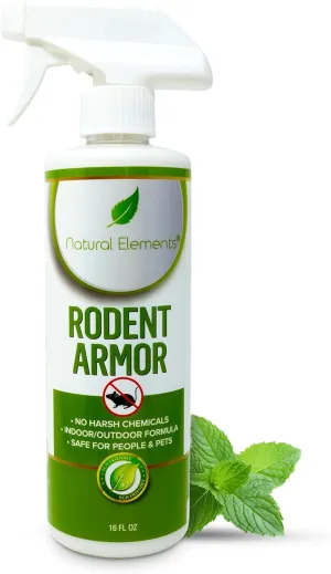 Natural Elements Rodent Armor- Premium Peppermint Oil Mouse Repellent Spray- Vehicle, Boat, RV, Tractor, Equipment - All Natural - Child and Pet Safe - Indoor/Outdoor Spray - 16 oz