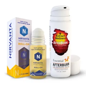 Natural Nerve Comfort Roll-On Oil & AfterBurn Tan Recovery Lotion Bundle – Fast-Absorbing, Non-Greasy Formula with Botanical Ingredients – Targeted Body Support & Skin Hydration - Made in the USA