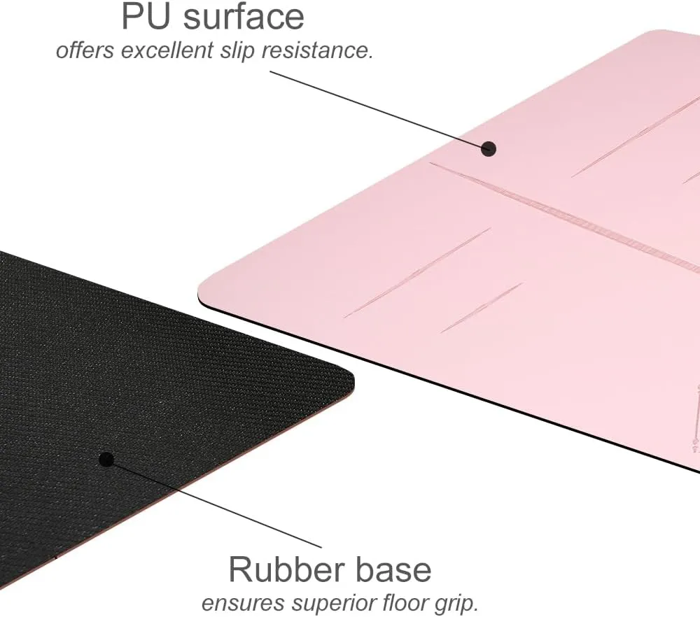 Natural Rubber Yoga Mat - Non Slip Non Toxic - 72’'x26.8''x5mm - Hot Yoga, Pilates, Floor Workout - For Women and Men - with Carrying Bag