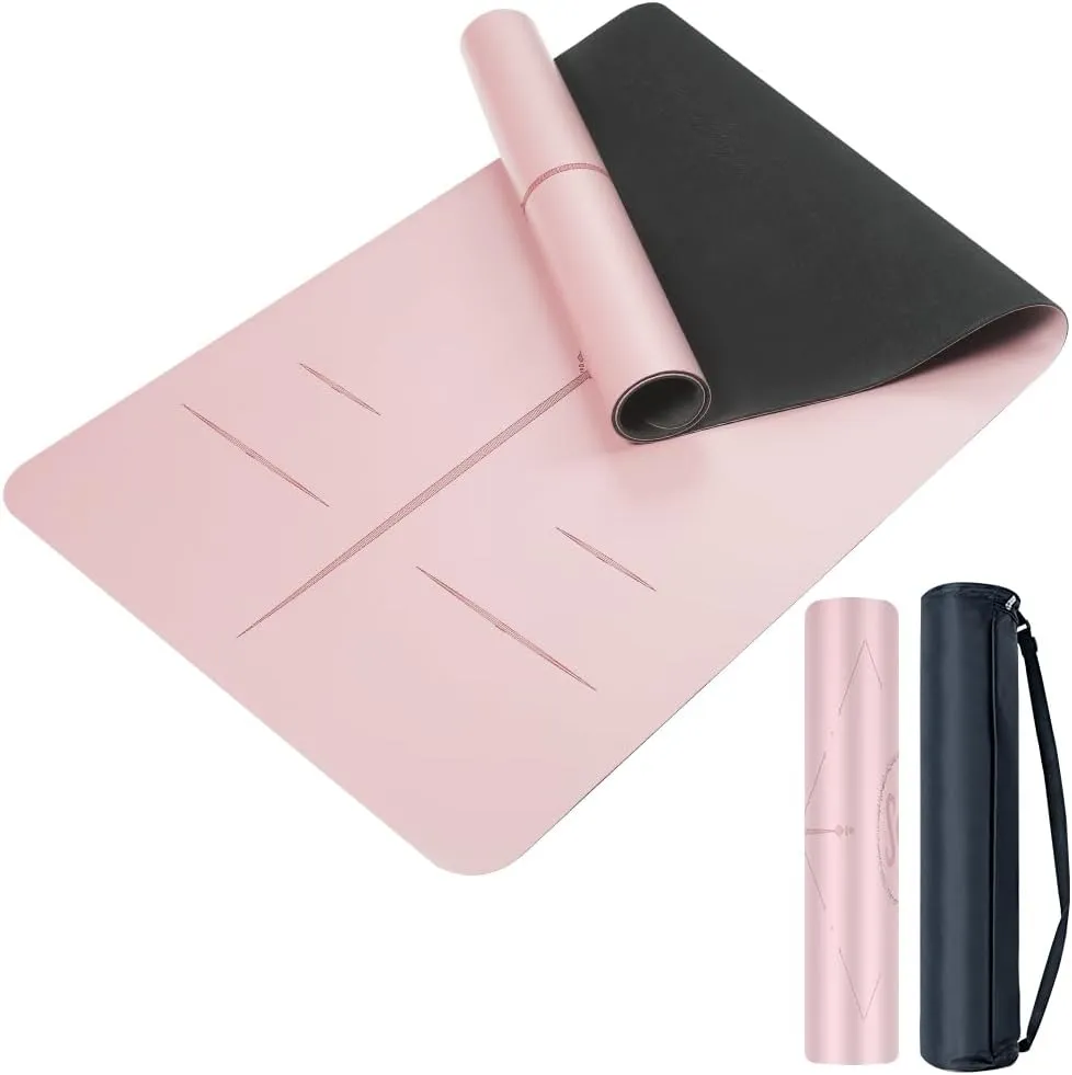 Natural Rubber Yoga Mat - Non Slip Non Toxic - 72’'x26.8''x5mm - Hot Yoga, Pilates, Floor Workout - For Women and Men - with Carrying Bag