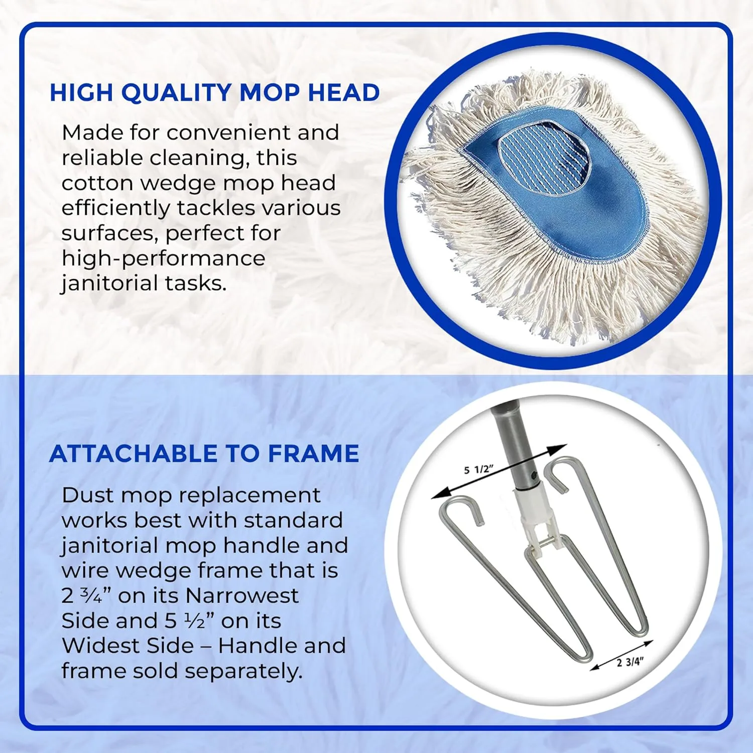 Nine Forty Heavy Duty, Industrial-Strength Cotton Wedge Dust Mop Head - Home & Commercial Hardwood Floor Cleaning - Designed for High-Performance Janitorial & Housekeeping Tasks