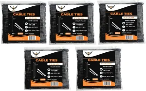 Nirah Black Zip Ties 8 inch (5000 Bulk Pack), 40lbs Tensile Strength, Black Cable Ties, Self Locking UV Resistant Wire Ties for indoor and outdoor use