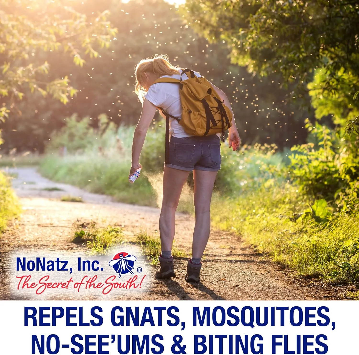 No Natz Botanical Bug Repellent, Effective for Gnat, Mosquito, and Biting Flies, Hand-Crafted and DEET-Free, Non-Greasy Formula, 8 Ounce and 2 Ounce Spray Bottle, 2-Pack