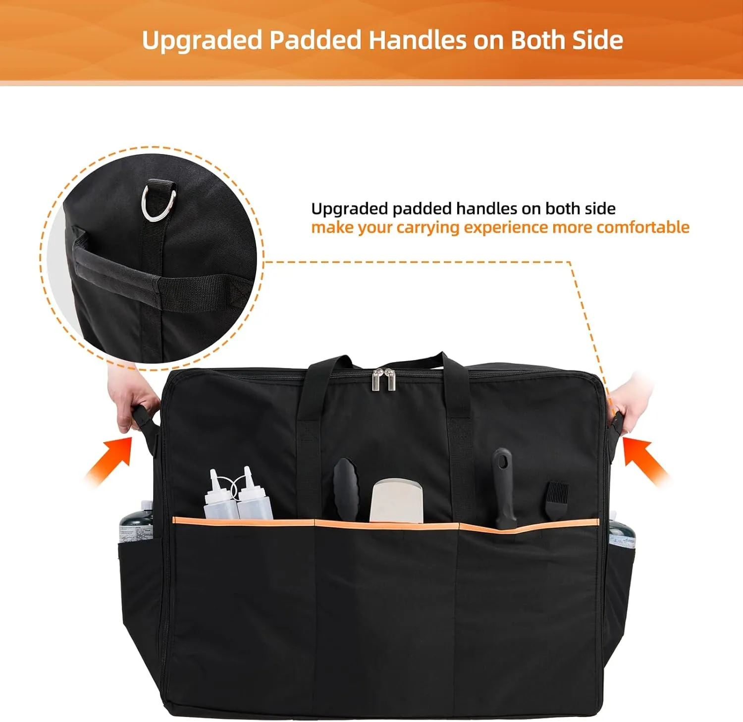 NOELIFE Upgraded Carry Bag for Blackstone 22 inch Tabletop Griddle with Hood Lid, Reinforced Hardware & Rip-Proof Heavy Duty Fabric, Outdoor BBQ Grill Carrying Case, Black (Bag Only)