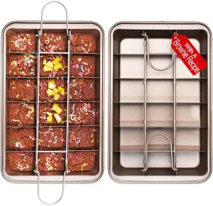 Non Stick Brownie Pan with Dividers, High Carbon Steel Baking Pan, Makes 18 Pre-cut Brownies All at Once
