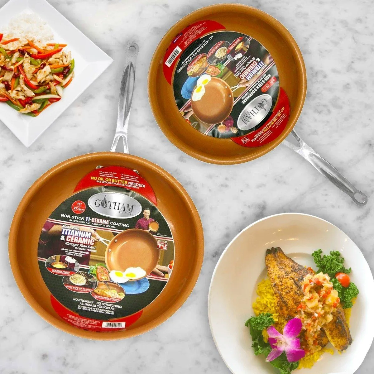 Non-Stick Gotham Steel 9.5 and 11" Frying Pan Set