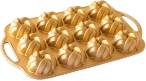 Nordic Ware 95377 Bundtlette Pan 75th Anniversary Braided Bundt Bites, Gold, 3.5