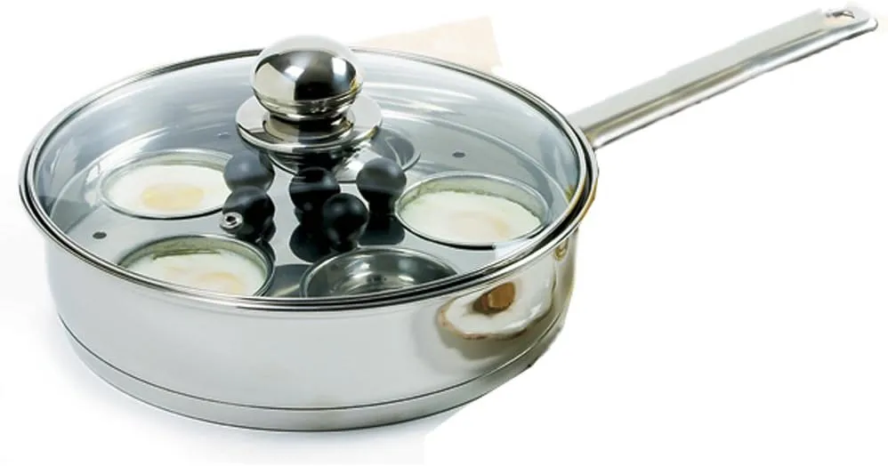 Norpro Stainless Steel Egg Poacher/Skillet Set, 10", Silver, 1 Liters