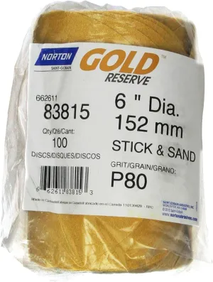 Norton 662611-83815 Gold Reserve 6" P80B PSA Disc Roll, (100 Discs/Roll)