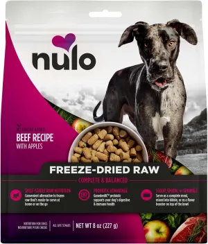 Nulo Freeze-Dried Raw Beef Recipe with Apples Complete and Balanced Dry Dog Food Kibble, 8 Ounce Bag