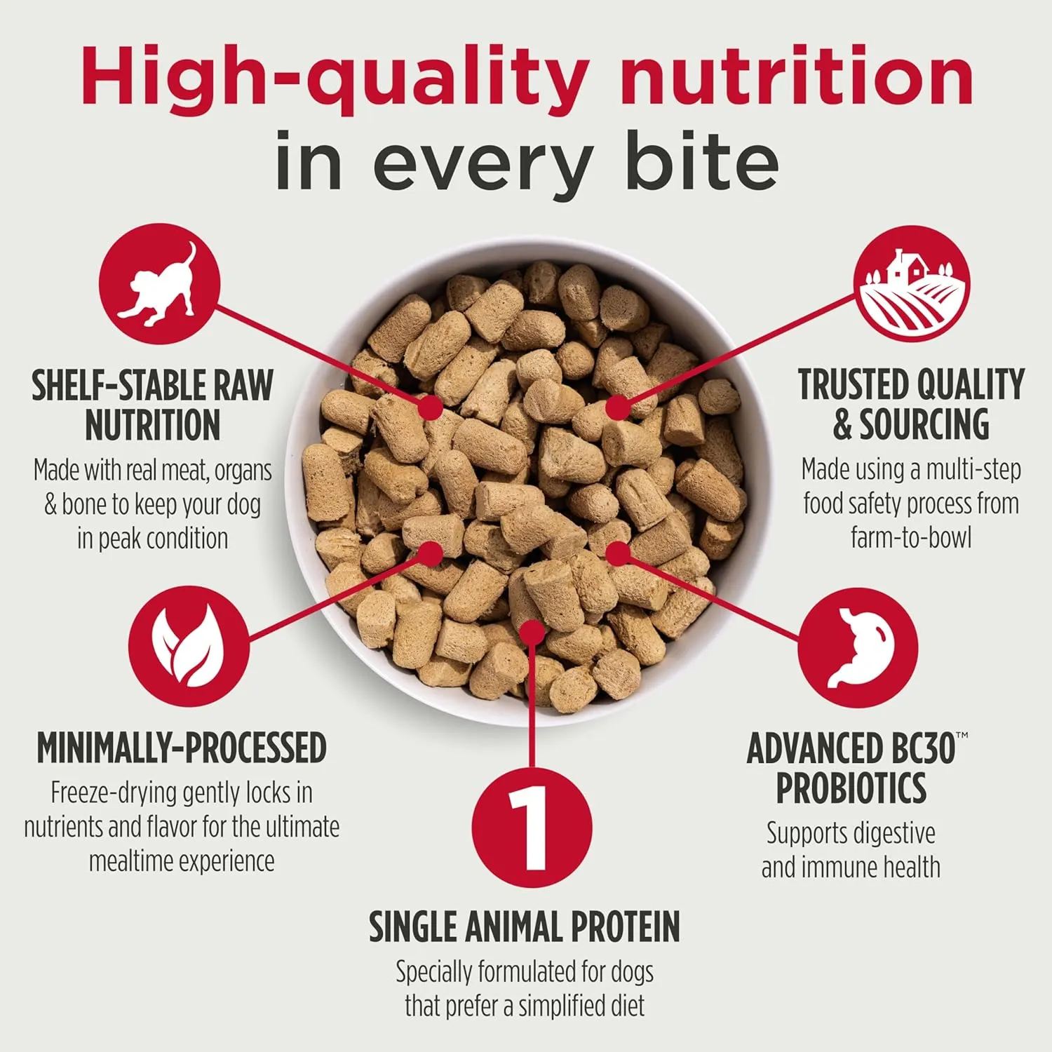 Nulo Freeze-Dried Raw Beef Recipe with Apples Complete and Balanced Dry Dog Food Kibble, 8 Ounce Bag
