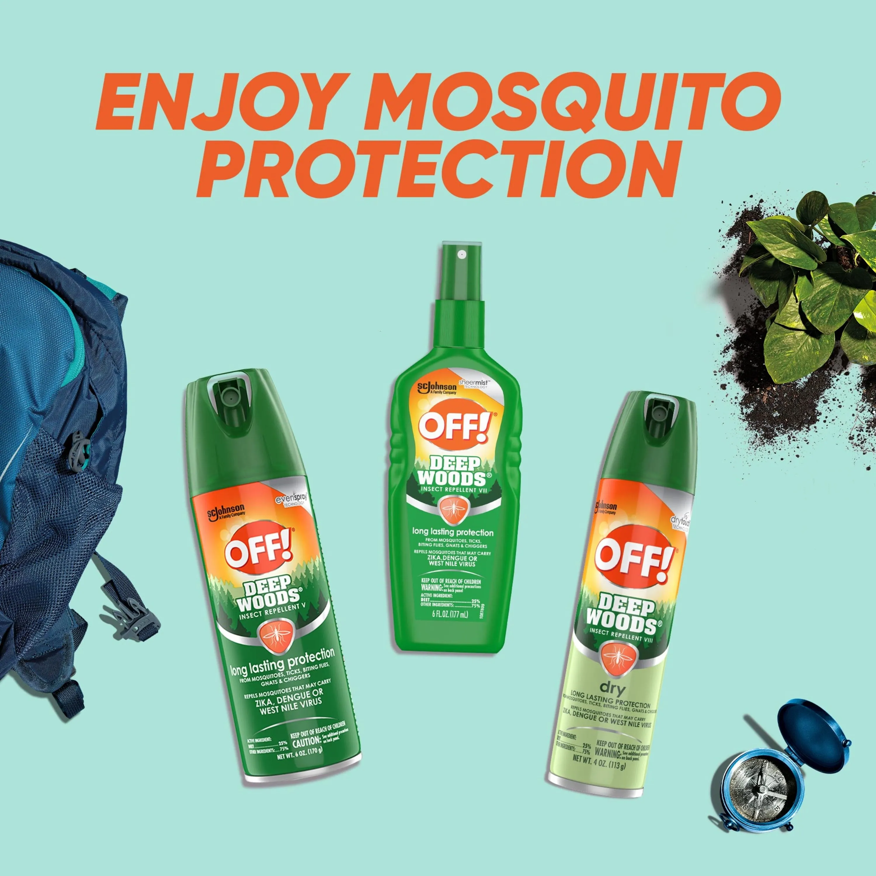 OFF! Deep Woods Insect Repellent V, 6 fl oz, 2 ct