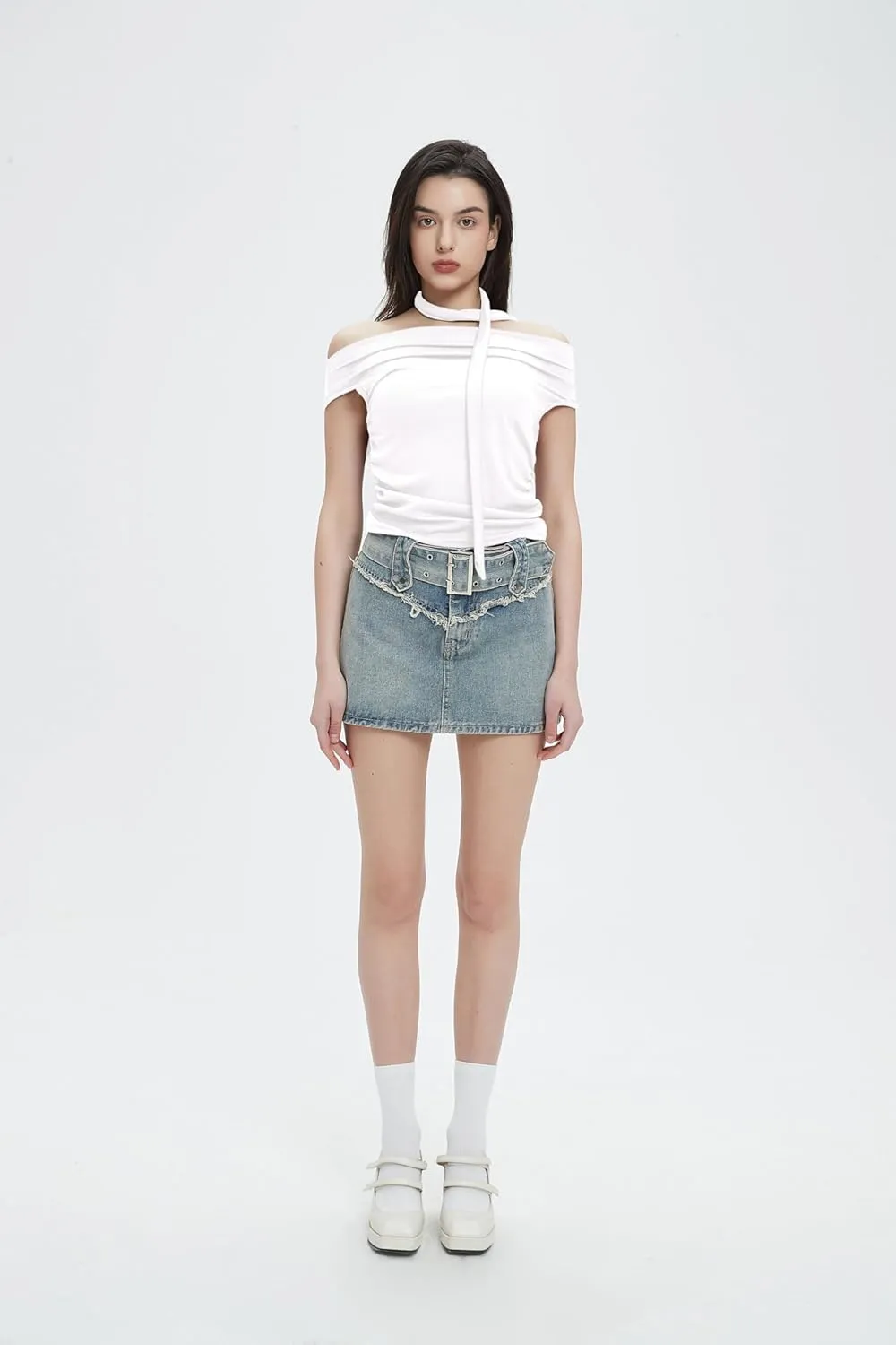 Off The Shoulder Tops for Women Crop Tank Tops Shirts with Ruched Sides Vacation Outfits Summer Spring Fashion Sexy Y2k